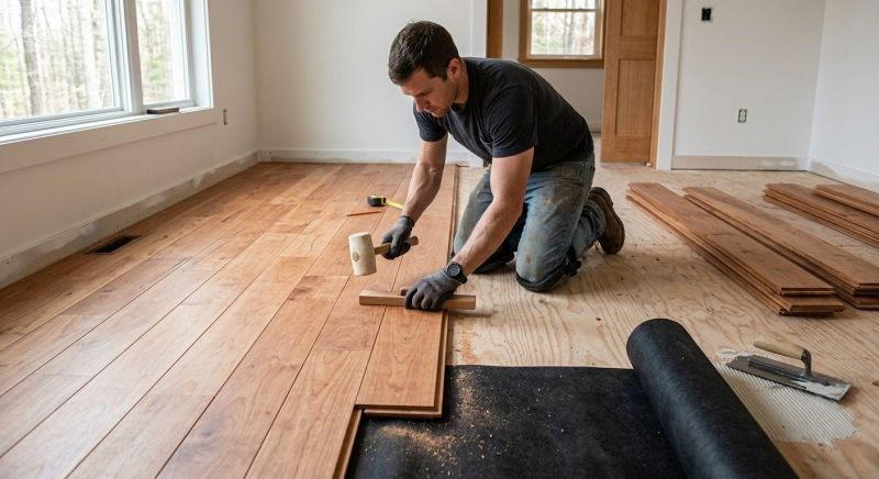 Cherry Floor Installation in Georgetown, MA