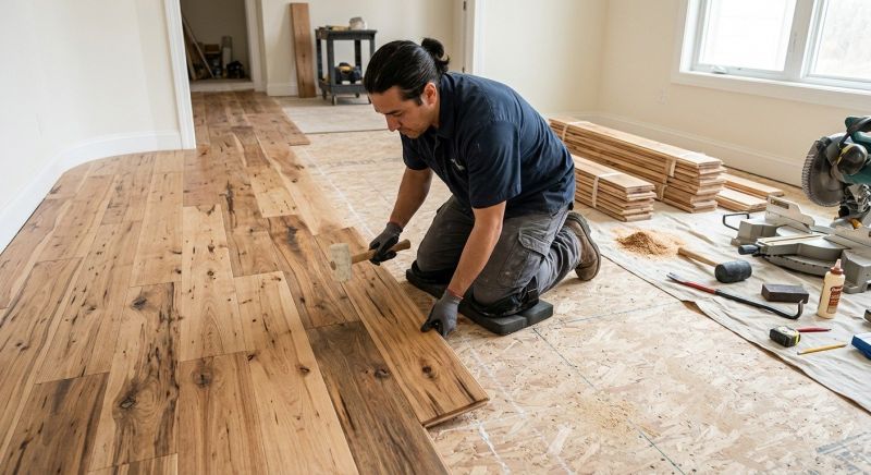Hickory Floor Installation in Newburyport, MA